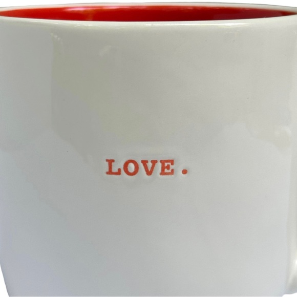 Rae Dunn LOVE Mug Coffee Tea White with Red Letters and Interior Dimples 2017 OG - Picture 3 of 12